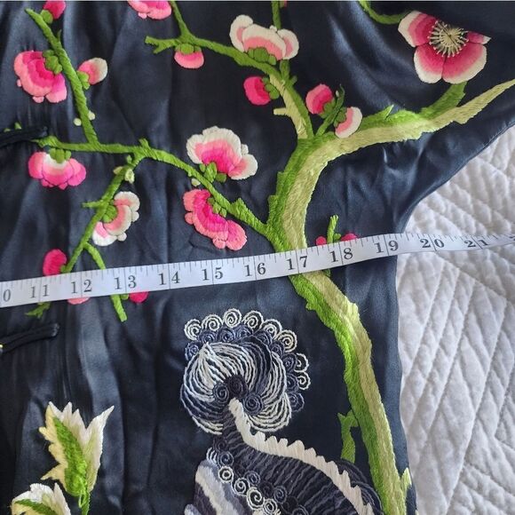 Jenny Lewis pure silk full heavy embroidery oriental tunic style cardigan - Picture 5 of 16